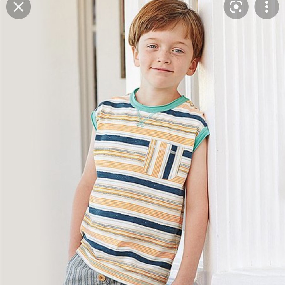 Matilda Jane Clothing Boys āBest Summer Everā Striped Muscle Tee Tank Top Size 6 - Picture 8 of 8